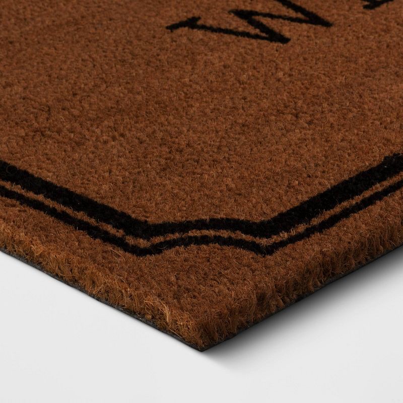 slide 3 of 4, 1'10"x3'11" Welcome Estate Doormat - Threshold™: Outdoor Coir Door Mat, Medium Pile, Black, Rectangle, Shake Clean, 1 ct