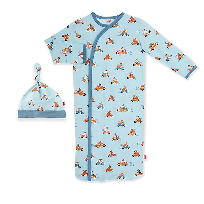 slide 1 of 1, Magnetic Me by Magnificent Baby Newborn-3M Easy Rider Magnetic Gown and Hat Set - Blue, 1 ct