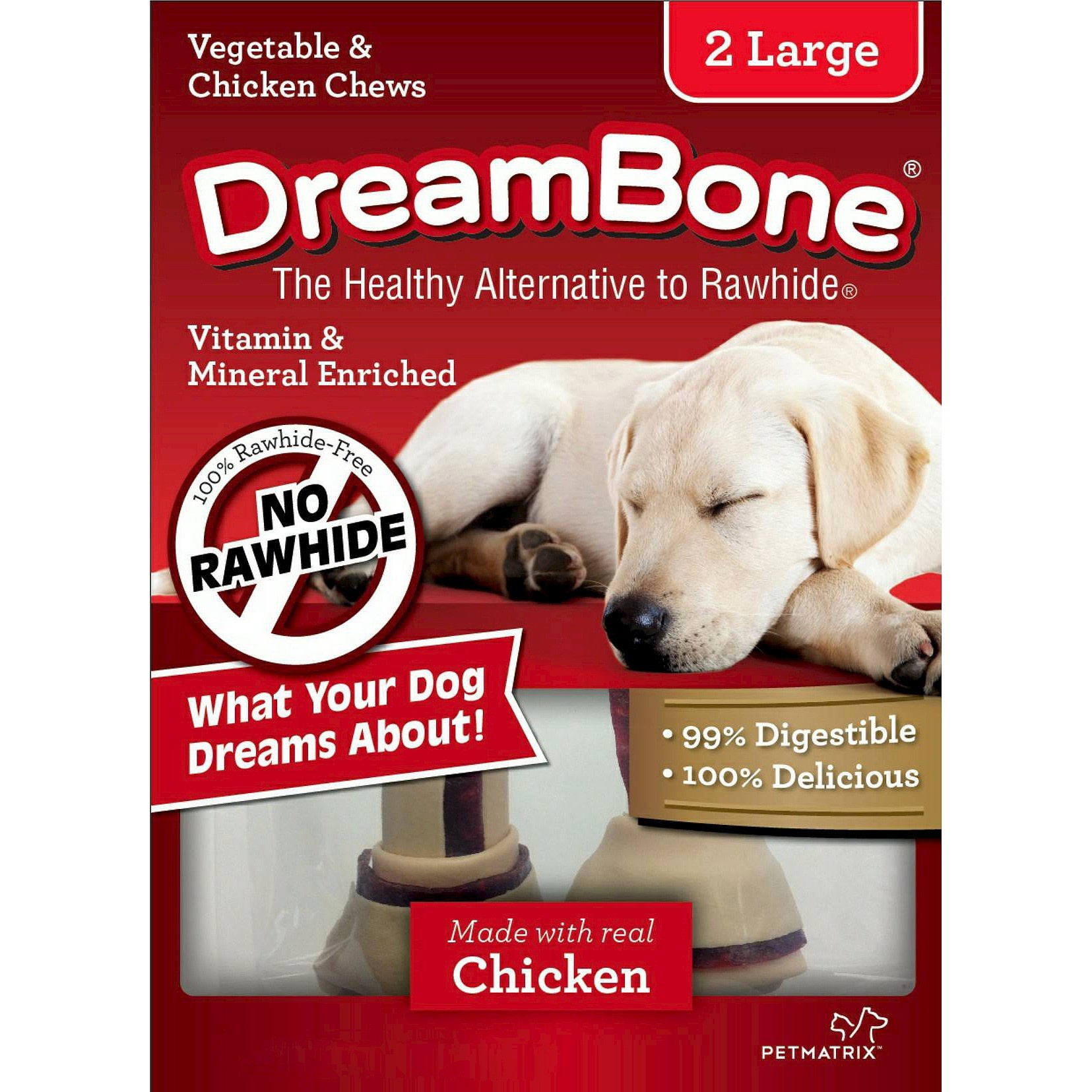 slide 1 of 3, DreamBone Large Vegetable and Chicken Flavored Rawhide Dog Treats - 2ct, 2 ct