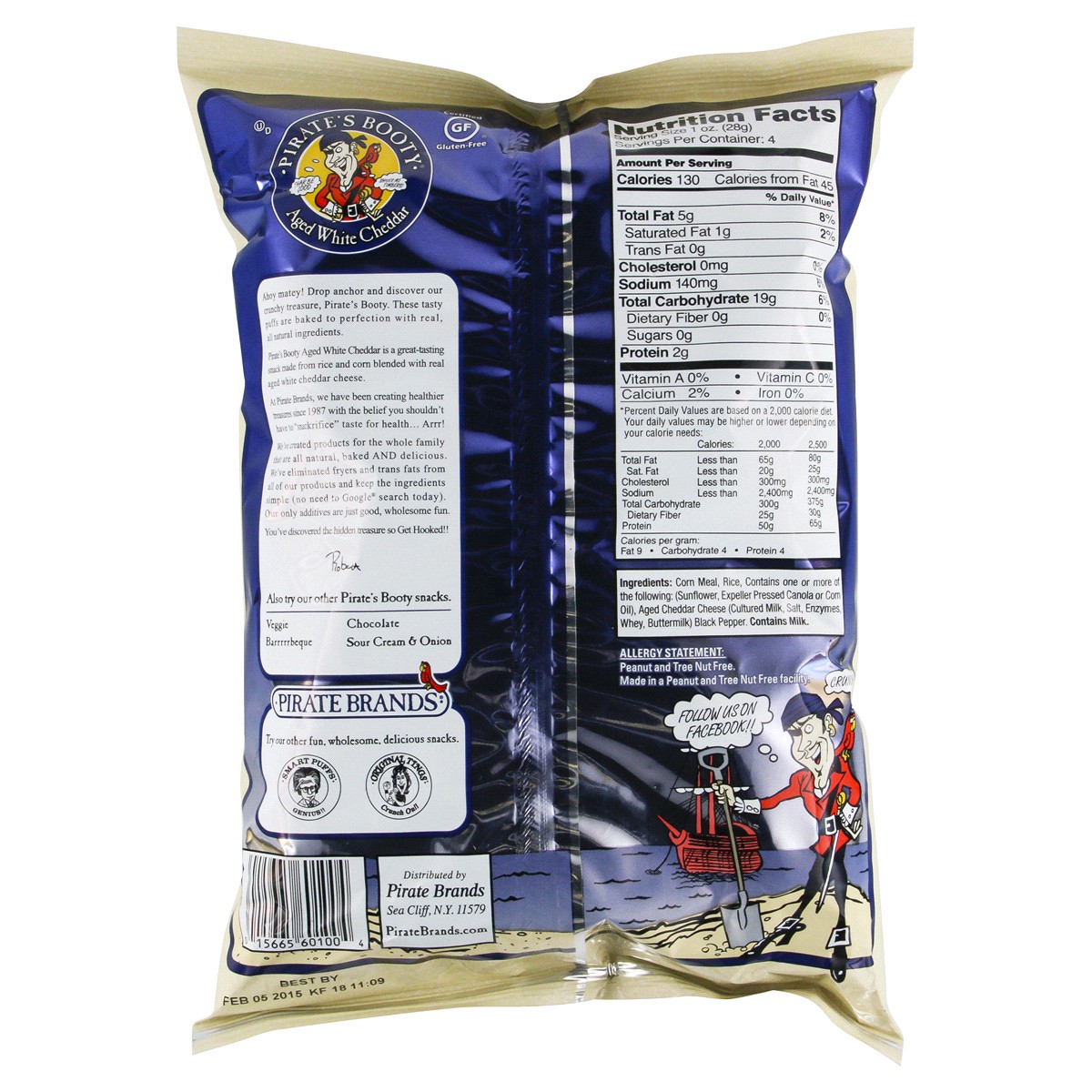 slide 2 of 2, Pirate's Booty Aged White Cheddar Rice & Corn Puffs 4 oz, 4 oz