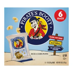 Pirate's Booty Aged White Cheddar Rice & Corn Puffs 6 - 1 oz Bags