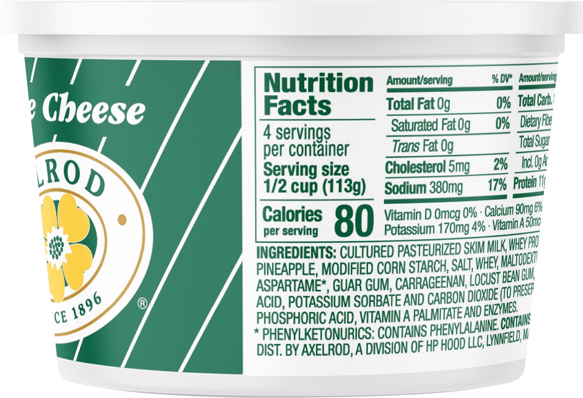 slide 9 of 9, Axelrod Nonfat Cottage Cheese with Pineapple, 16 oz, 16 oz