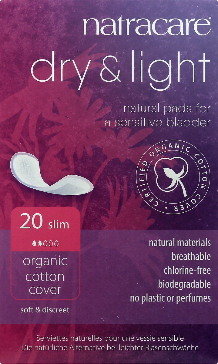 slide 1 of 9, Natracare Organic Cotton Dry And Light Natural Incontinence Pads, 20 ct