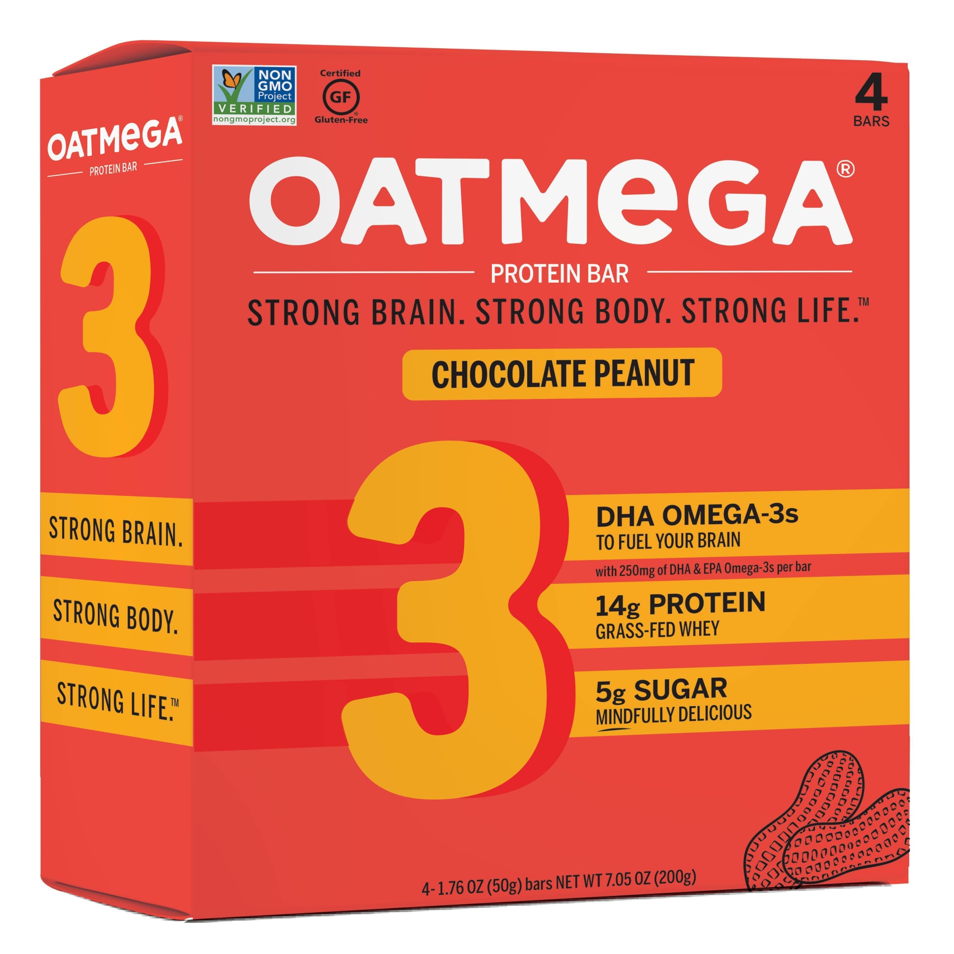 slide 1 of 2, Oatmega Omega-3 Protein Bar - Chocolate Peanut Crisp, 4 ct; 1.8 oz