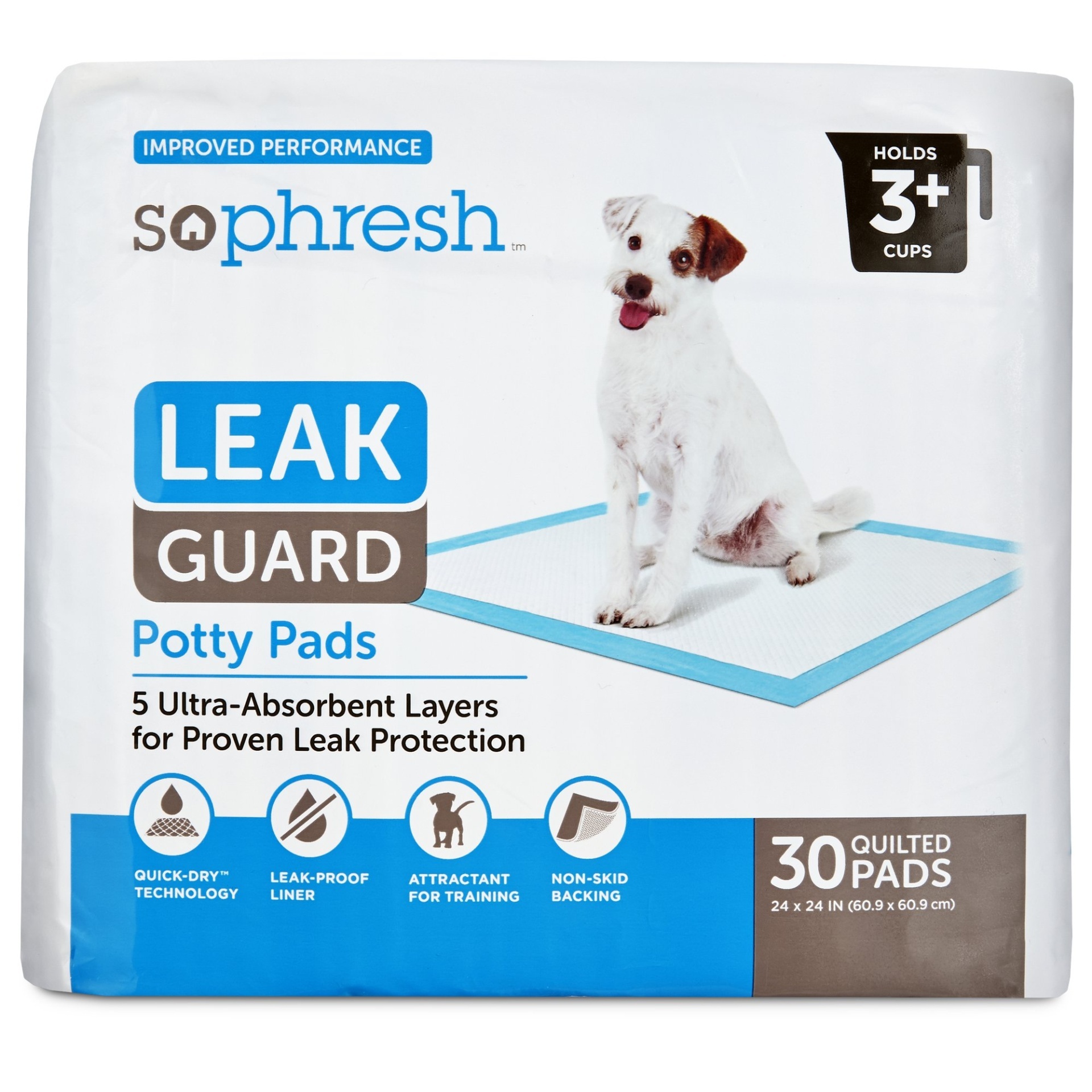 slide 1 of 1, So Phresh Leak Guard Quilted Potty Pads, 30 ct