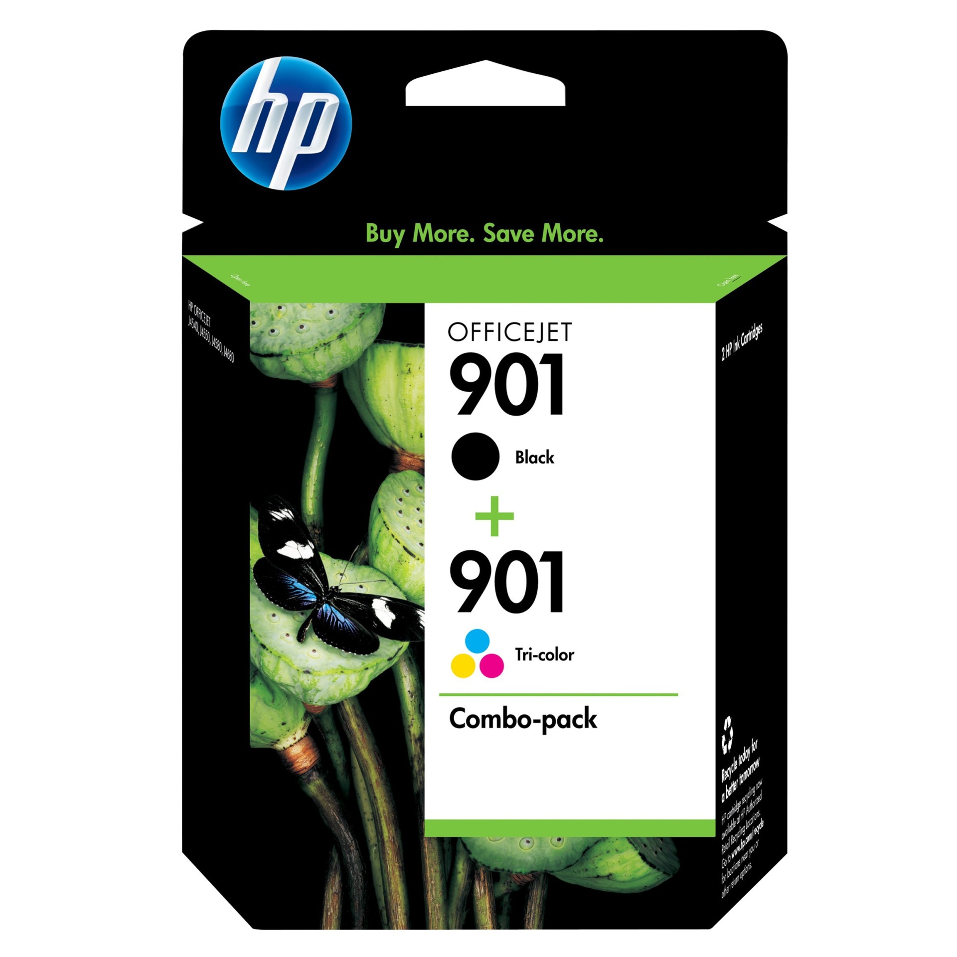 slide 1 of 1, HP 901 Retail Combo Pack Ink Cartridges (CN069FN#140), 2 ct