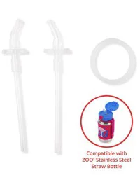 Skiphop ZOO Stainless Steel Straw Bottle Extra Straws - 2-Pack Clear NS