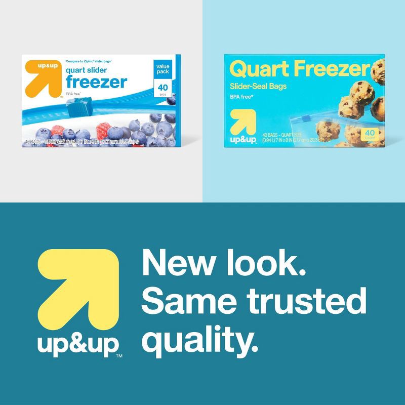 slide 4 of 4, Slider Quart Freezer Bags - 40ct - up&up™, 40 ct