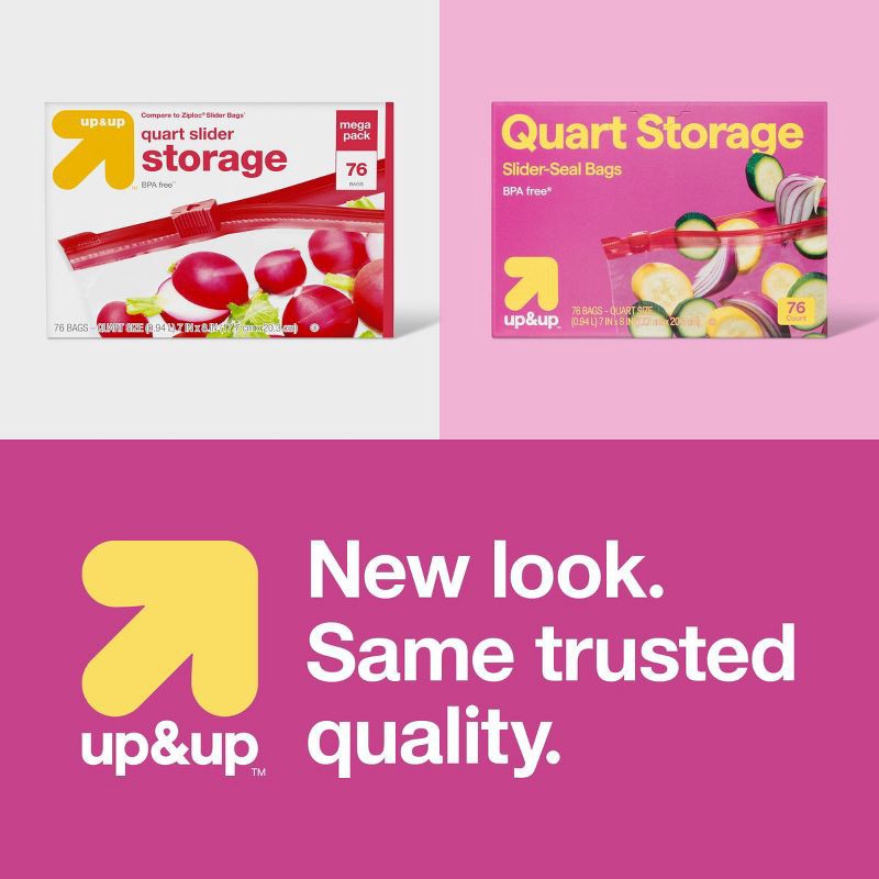 slide 4 of 4, Quart Slider Storage Bag - 76ct - up&up™, 76 ct