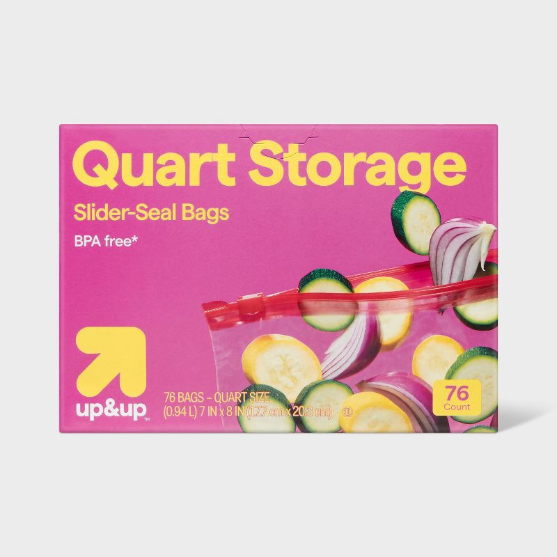 slide 1 of 4, Quart Slider Storage Bag - 76ct - up&up™, 76 ct