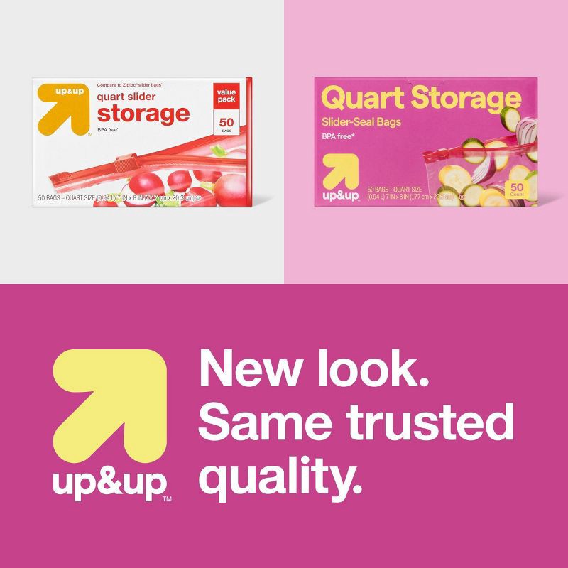 slide 4 of 4, Quart Slider Storage Bags - 50ct - up&up™, 50 ct