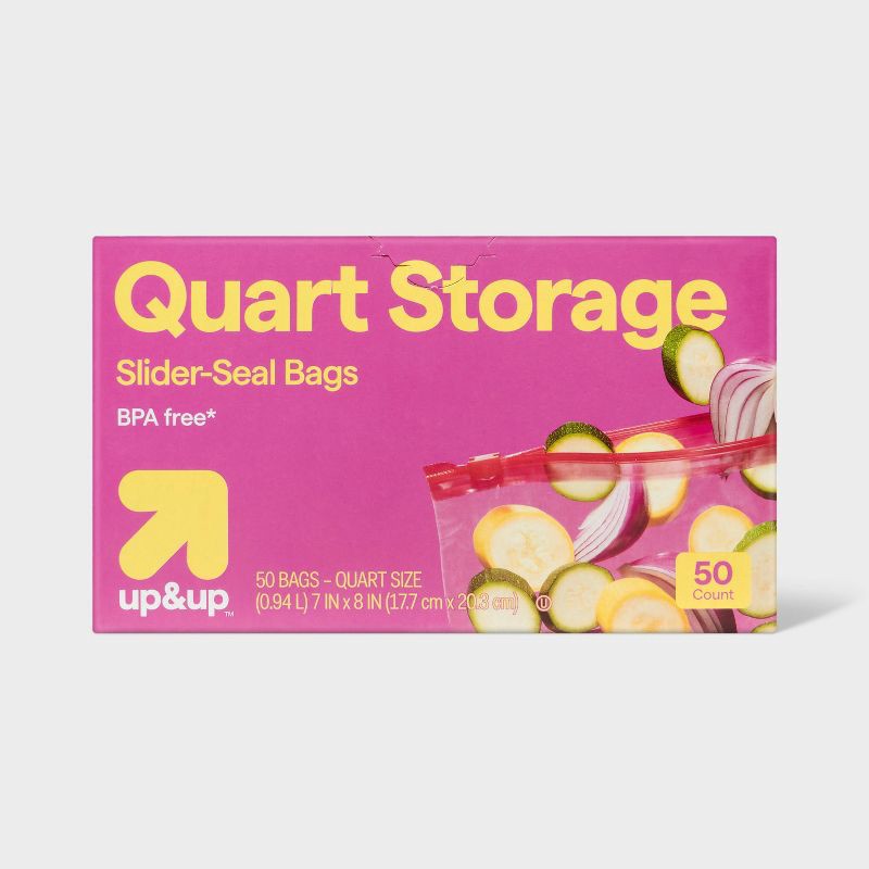 slide 1 of 4, Quart Slider Storage Bags - 50ct - up&up™, 50 ct