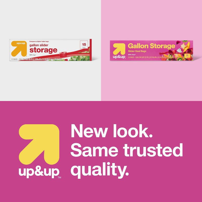 slide 4 of 4, Gallon Slider Storage Bags - 15ct - up&up™, 15 ct