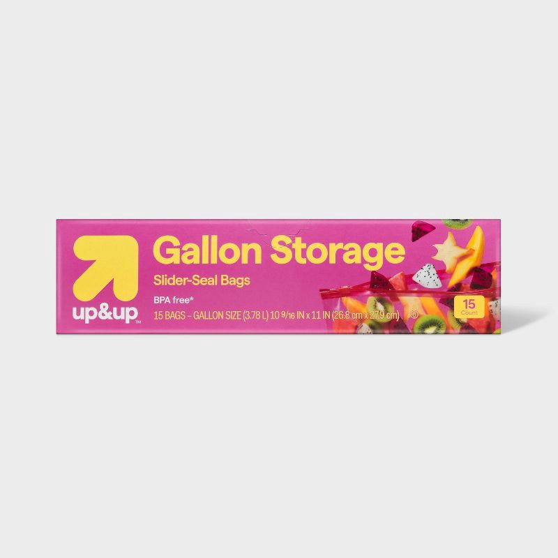 slide 1 of 4, Gallon Slider Storage Bags - 15ct - up&up™, 15 ct