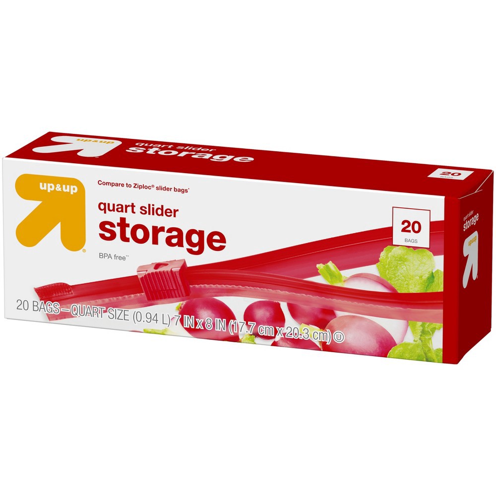 Slider Storage Bags, 20-Ct., Qt. Size