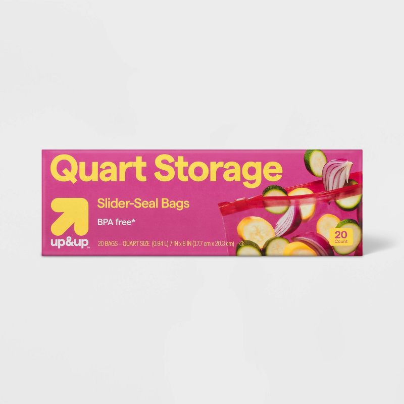 slide 1 of 4, Quart Slider Storage Bags - 20ct - up&up™, 20 ct