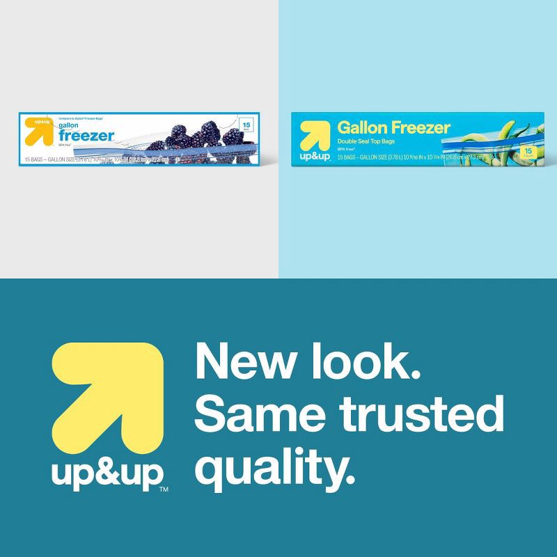 slide 4 of 4, Gallon Freezer Storage Bags - 15ct - up&up™, 15 ct