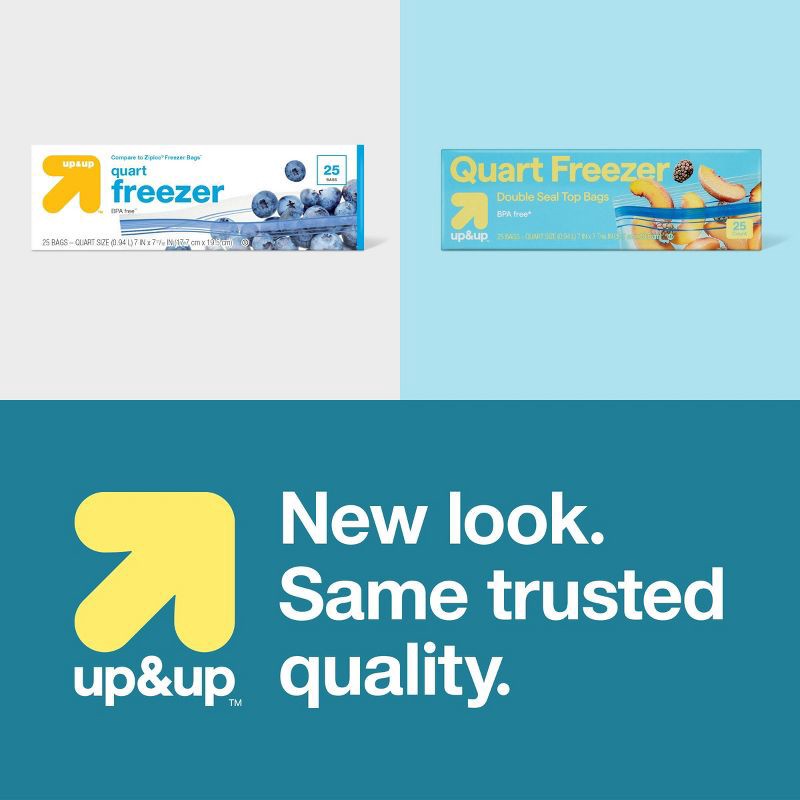 slide 4 of 4, Quart Freezer Storage Bags - 25ct - up&up™, 25 ct