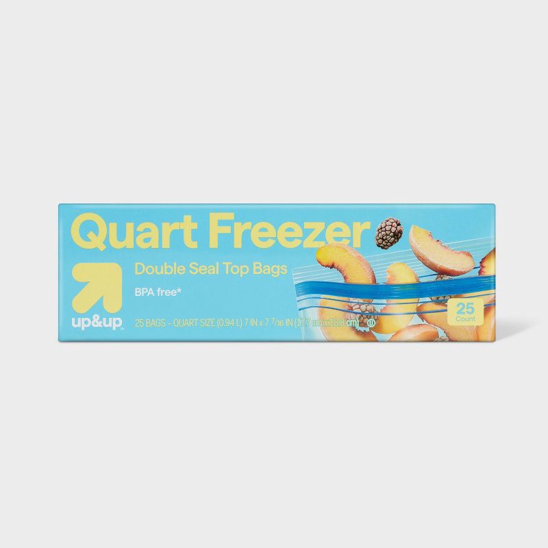 slide 1 of 4, Quart Freezer Storage Bags - 25ct - up&up™, 25 ct