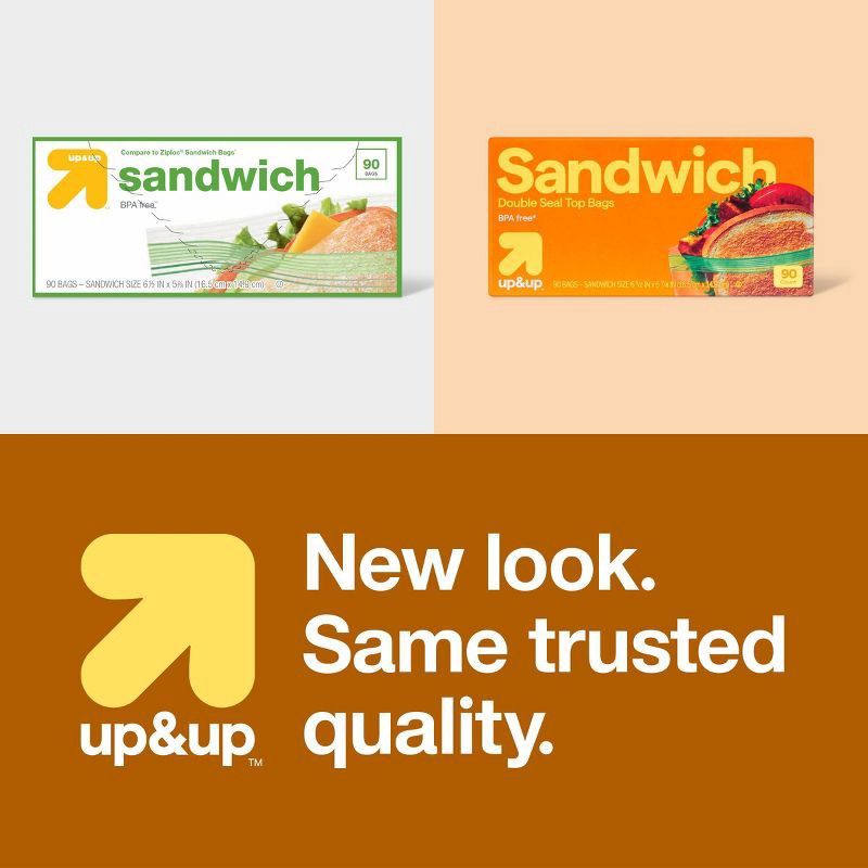 slide 4 of 4, Sandwich Storage Bags - 90ct - up&up™, 90 ct