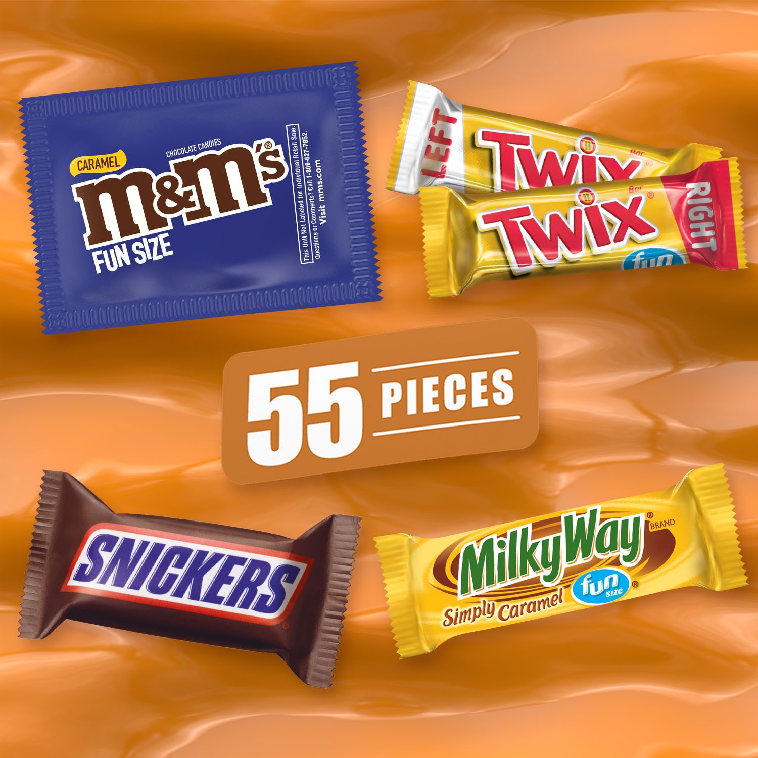 slide 6 of 8, Mixed M&M'S, SNICKERS, TWIX & MILKY WAY Variety Pack Chocolate Candy Bars Assortment, 55 Pieces, 33.87 oz; 55 ct