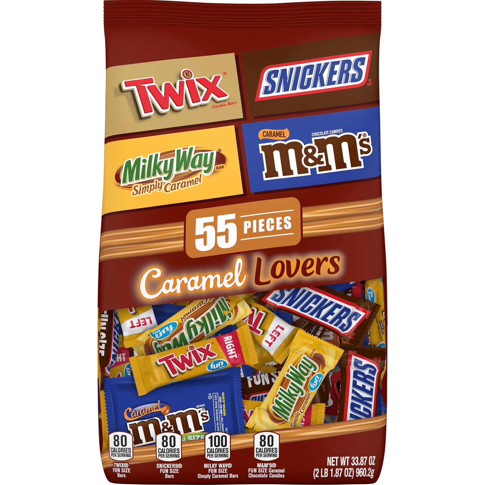 slide 1 of 8, Mixed M&M'S, SNICKERS, TWIX & MILKY WAY Variety Pack Chocolate Candy Bars Assortment, 55 Pieces, 33.87 oz; 55 ct