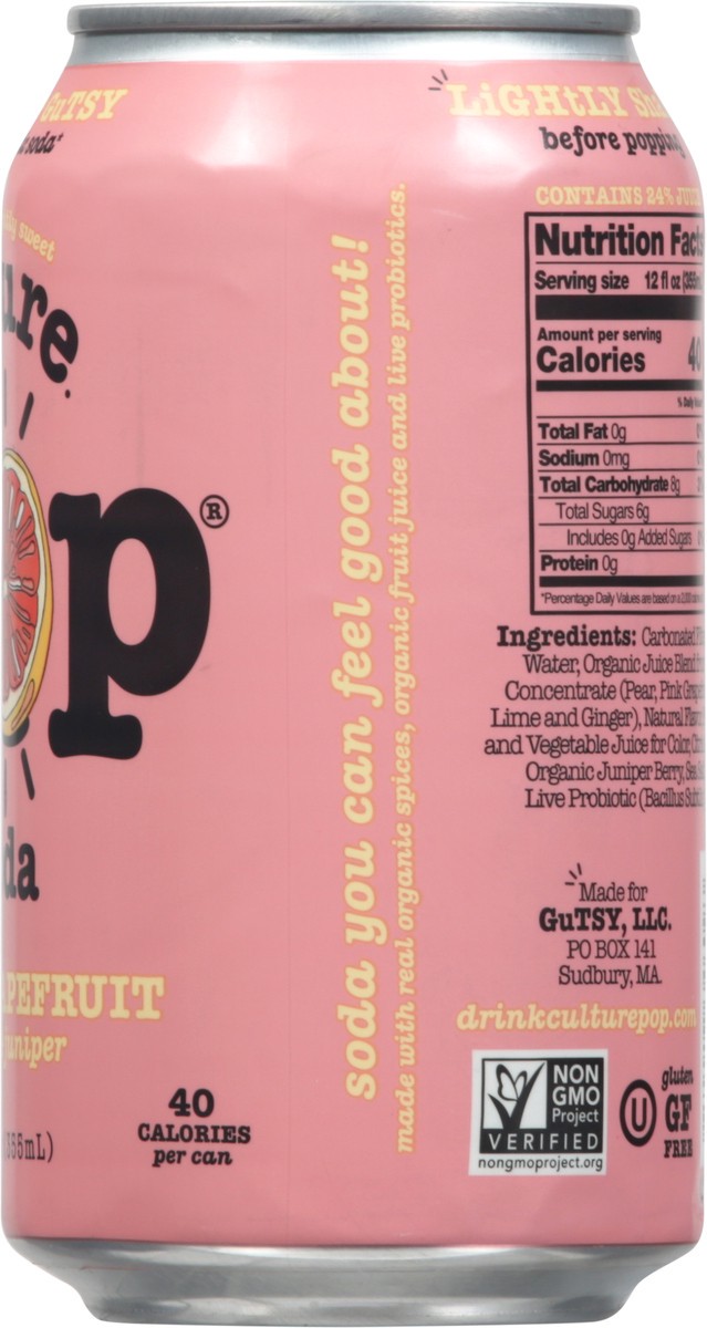 slide 8 of 12, Culture Pop Pink Grapefruit Soda - 12 fl oz, 4 ct