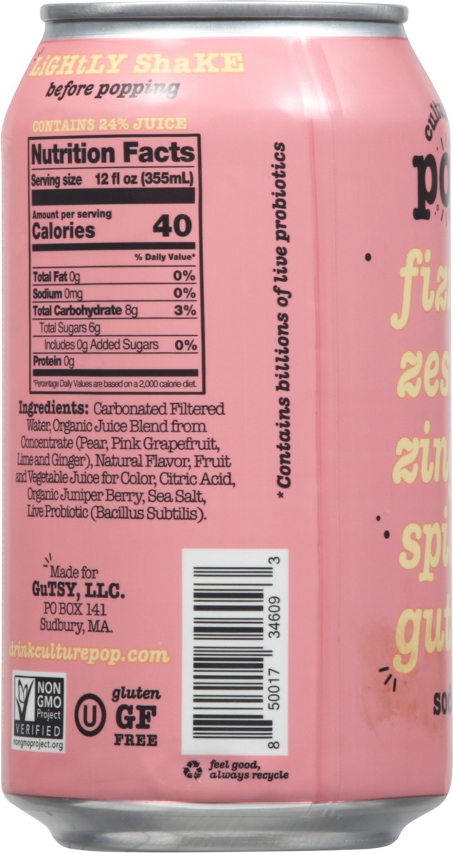 slide 4 of 12, Culture Pop Pink Grapefruit Soda - 12 fl oz, 4 ct