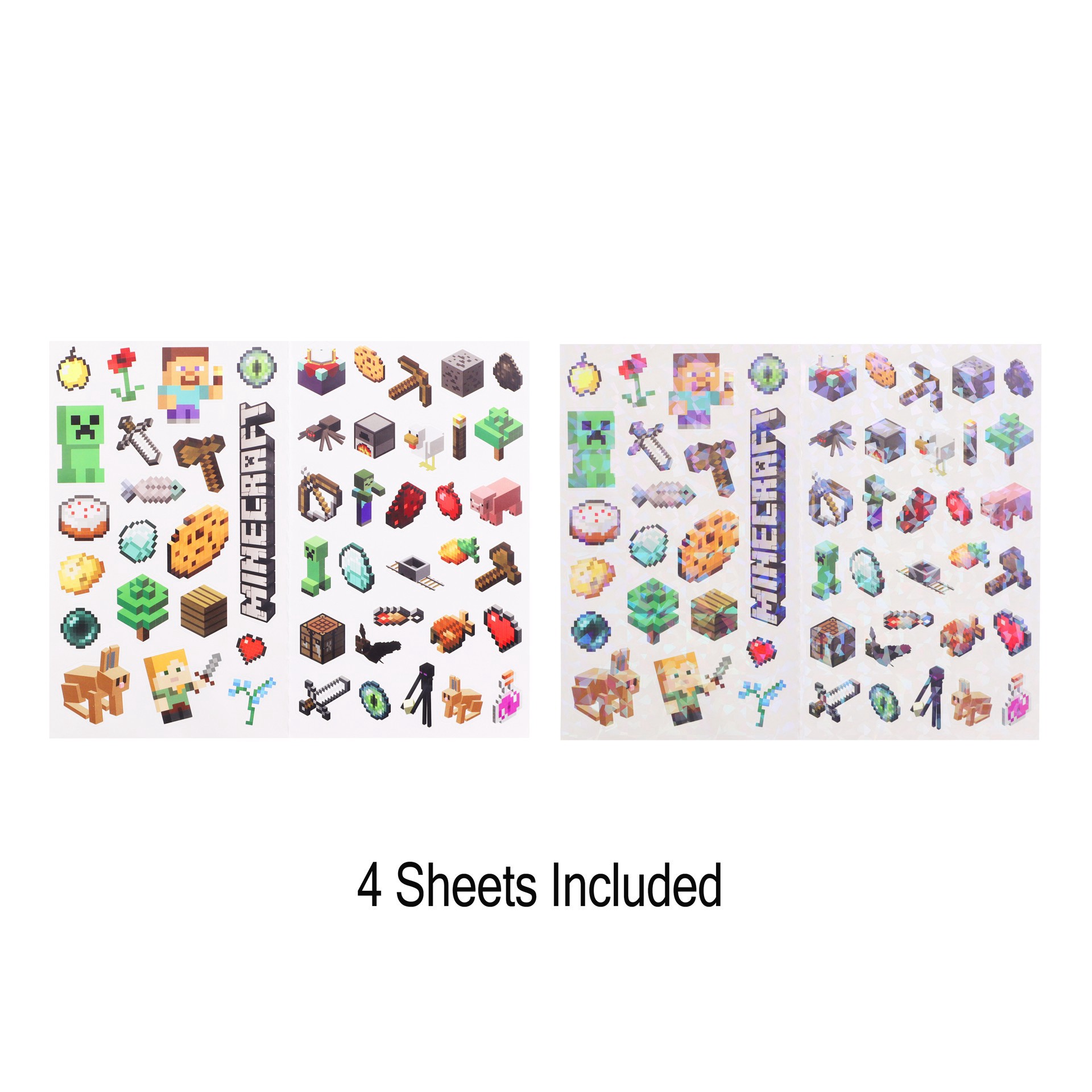 slide 3 of 4, Mojang Minecraft Stickers, 4 in x 8 in sheet size