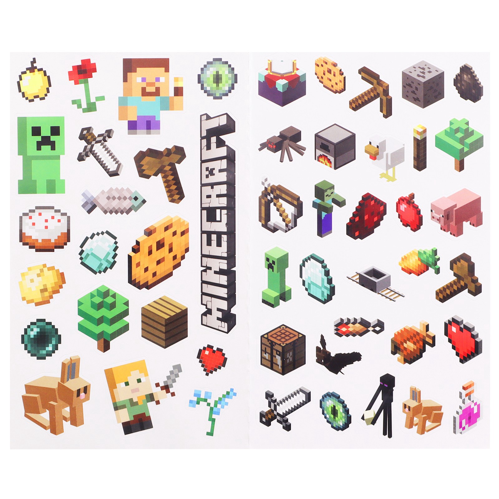 slide 2 of 4, Mojang Minecraft Stickers, 4 in x 8 in sheet size
