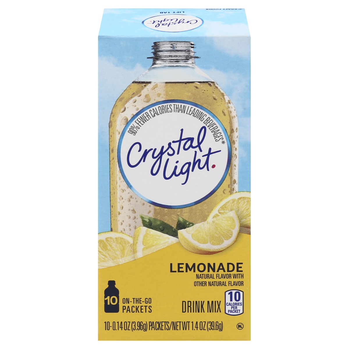 slide 1 of 1, Crystal Light Lemonade Naturally Flavored Powdered Drink Mix On-the-Go-Packets, 10 ct; 0.14 oz
