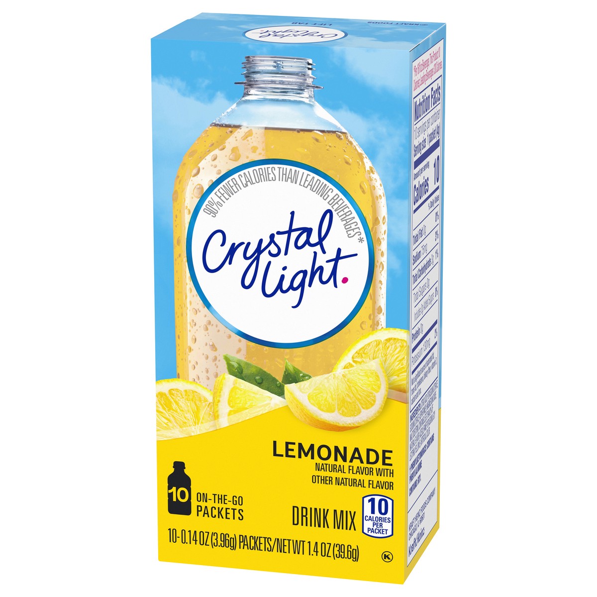 slide 8 of 14, Crystal Light Lemonade Naturally Flavored Powdered Drink Mix, 10 ct On-the-Go-Packets, 10 ct