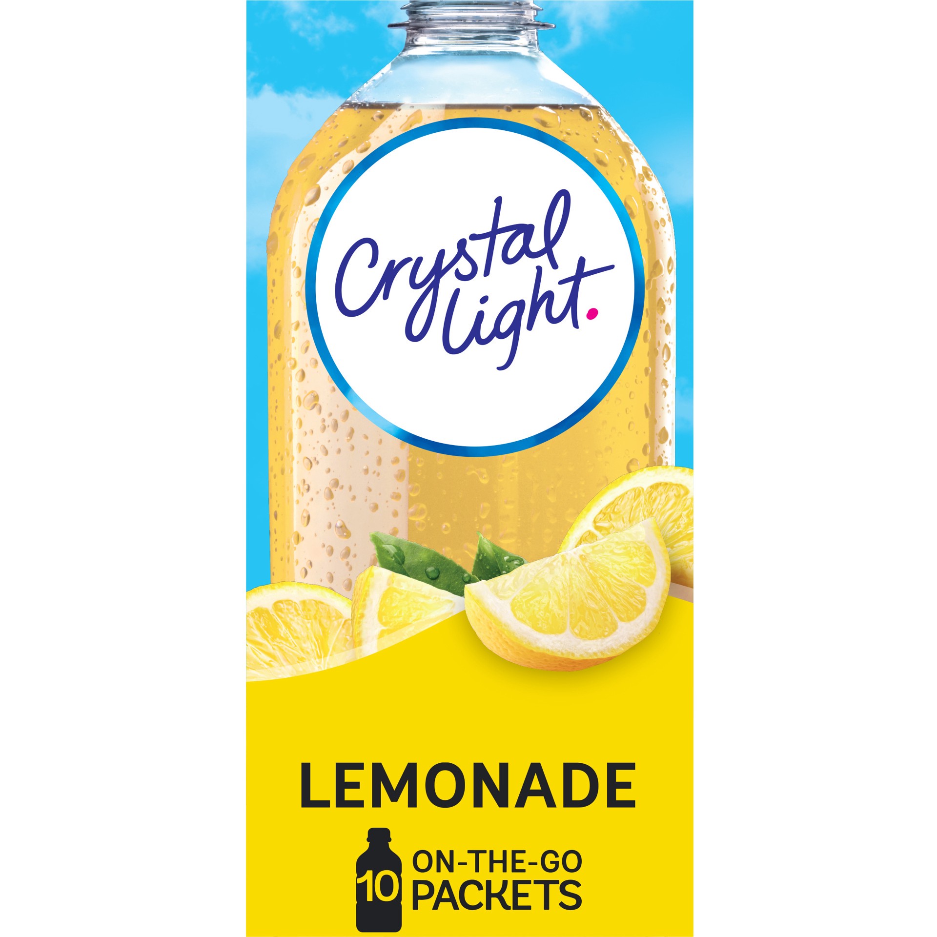 slide 1 of 14, Crystal Light Lemonade Naturally Flavored Powdered Drink Mix, 10 ct On-the-Go-Packets, 10 ct