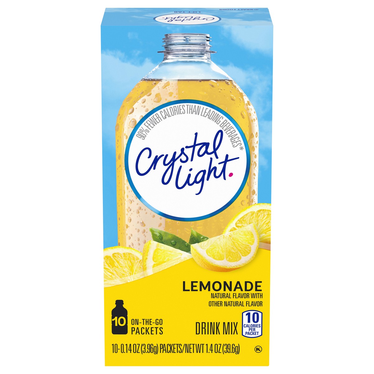 slide 1 of 14, Crystal Light Sugar Free Lemonade Powdered Drink Mix, 10 ct - 0.14 oz Packets, 10 ct