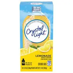 Crystal Light Lemonade Naturally Flavored Powdered Drink Mix, 10 ct On-the-Go-Packets