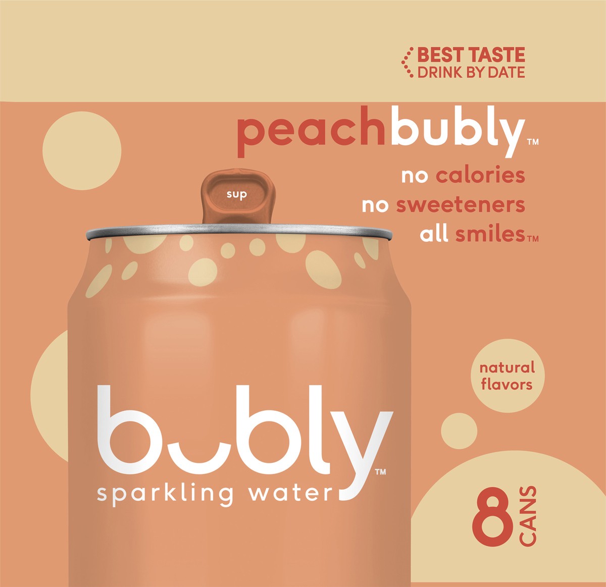 slide 3 of 4, bubly Sparkling Water Peach - 8 ct, 8 ct