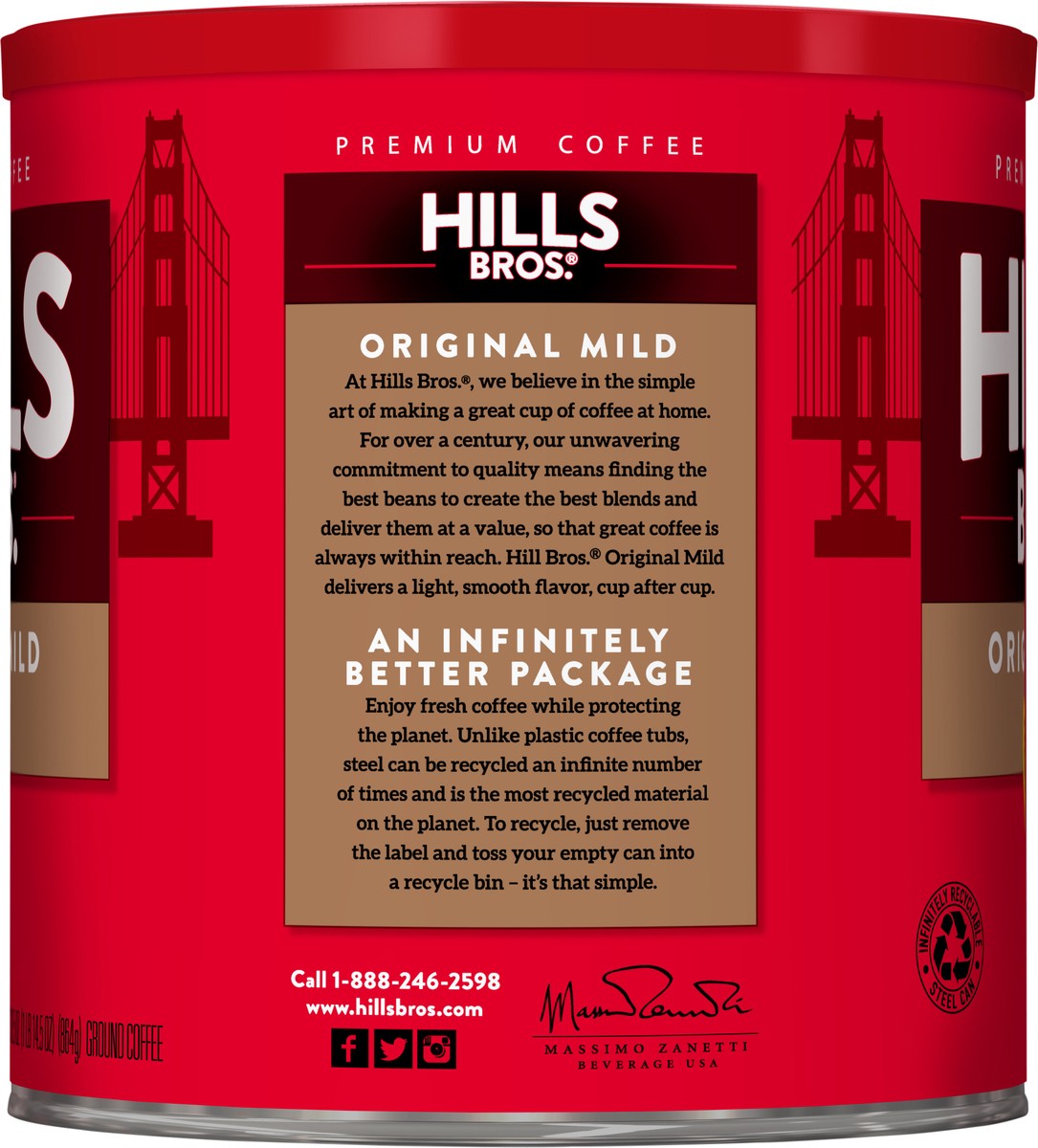 slide 5 of 7, Hills Bros. Original Mild Light Roast Ground Coffee 30.5 oz. Can, 30.5 oz