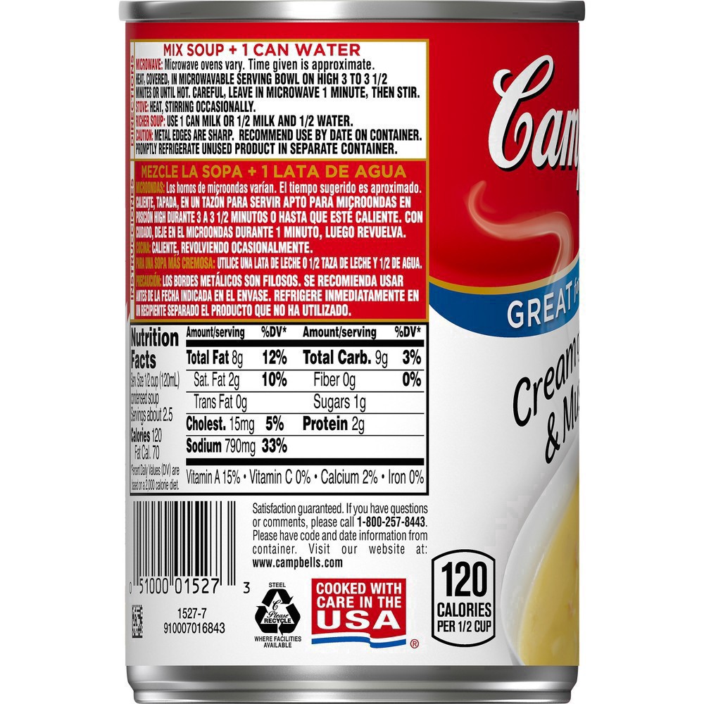 slide 79 of 90, Campbell's Condensed Cream of Chicken & Mushroom Soup, 10.5 Ounce Can , 10.5 oz