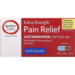 Signature Select/care Pain Relief Gelcap Acetaminophen 500mg Aspirin Free Extra Strength - 100 Count
