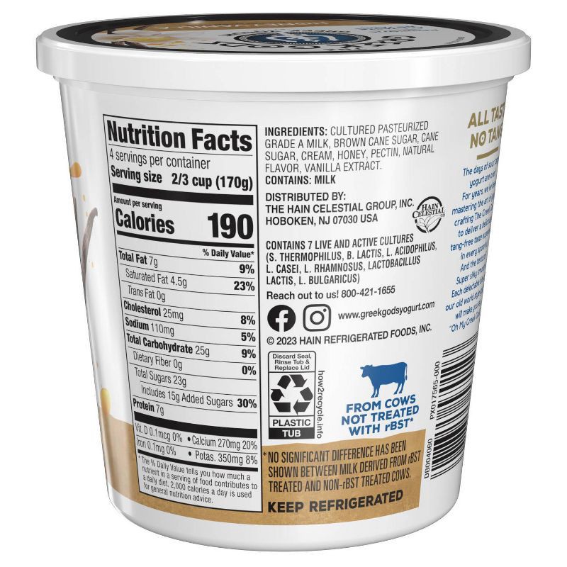 slide 6 of 7, The Greek Gods Honey Vanilla Greek Yogurt - 24oz, 24 oz