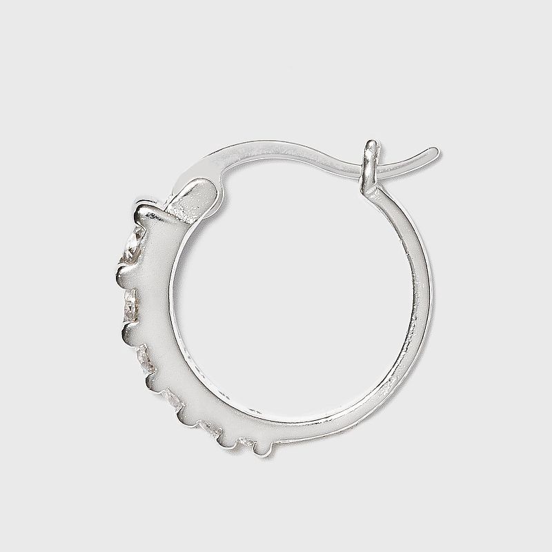 slide 2 of 2, Distributed by Target Women's Sterling Silver Cubic Zirconia Hoop Earring - Silver: Polished Nickel-Free Jewelry, 1 ct