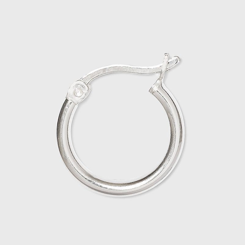 slide 2 of 2, Sterling Silver Tube and Square Cut Hoop Earring Set 3pc - A New Day™ Silver: Polished Nickel-Free Metal, Clip-In Clasp, 3 ct