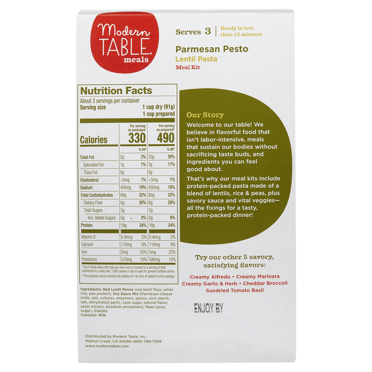 slide 2 of 2, Modern Table Parmesan Pesto Complete Protein Pasta Penne, 9.67 oz