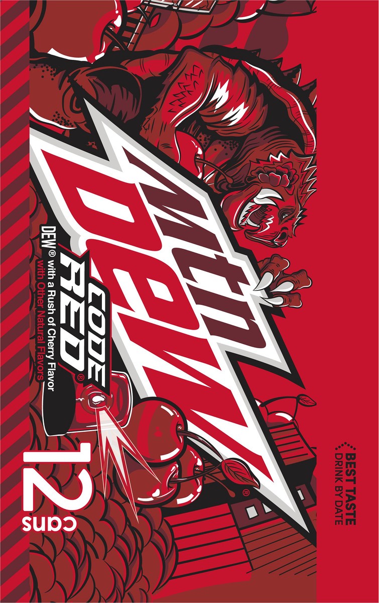 slide 10 of 10, Mountain Dew Code Red DEW Soda With A Rush Of Cherry - 12 ct, 12 ct; 12 fl oz