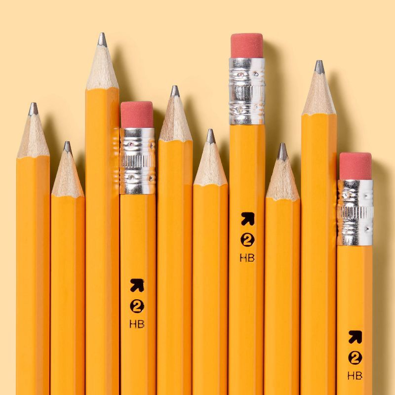 slide 2 of 3, 40ct Sharpened #2 Wood Pencils - up&up™: School Supplies, 2.05mm Point, Erasable, Yellow, No. 2, Kids Stationery, 40 ct