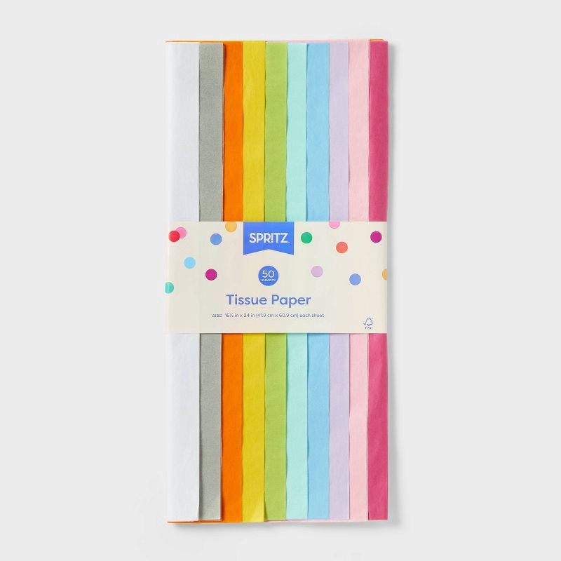 slide 3 of 3, 50ct Tissue Paper Pastel and Bright Colors - Spritz™, 50 ct