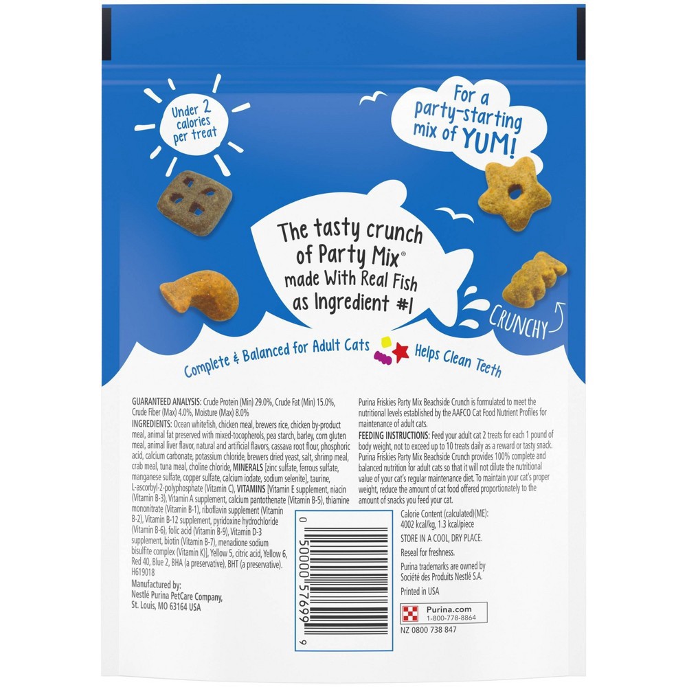 slide 2 of 6, Purina Friskies Party Mix Beachside Crunch Crunchy with Chicken and Seafood Flavor Cat Treats - 6oz, 6 oz