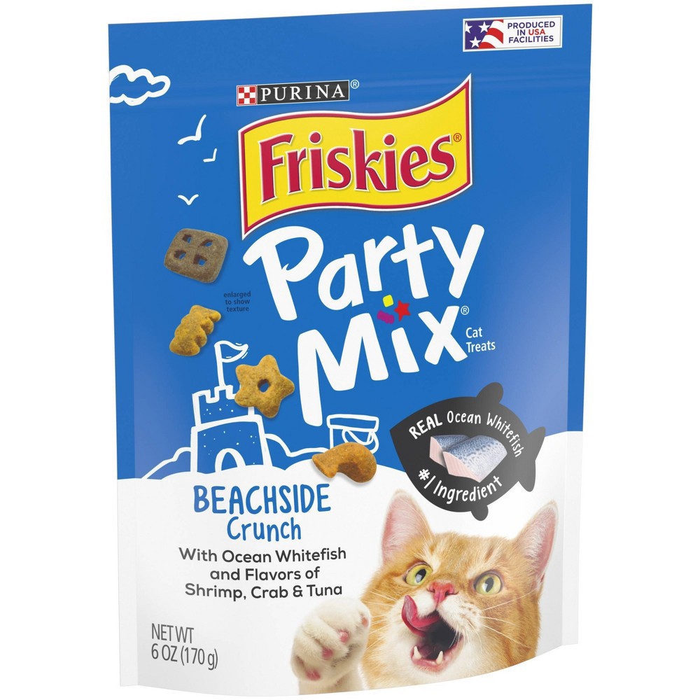 slide 5 of 6, Purina Friskies Party Mix Beachside Crunch Crunchy with Chicken and Seafood Flavor Cat Treats - 6oz, 6 oz