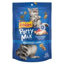Friskies Purina Party Mix Beachside Crunch with Ocean Whitefish and Flavors of Shrimp, Crab, Whitefish and Tuna Flavor Cat Treats - 6oz