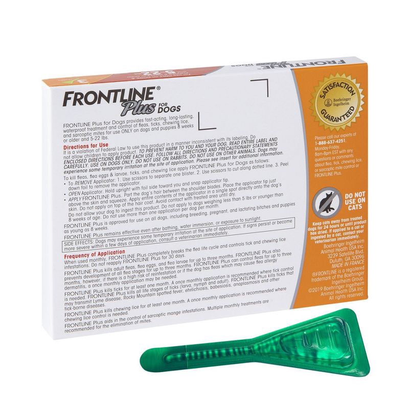 slide 2 of 7, Frontline Plus Flea and Tick Treatment for Dogs - S - 3 Doses, 1 ct